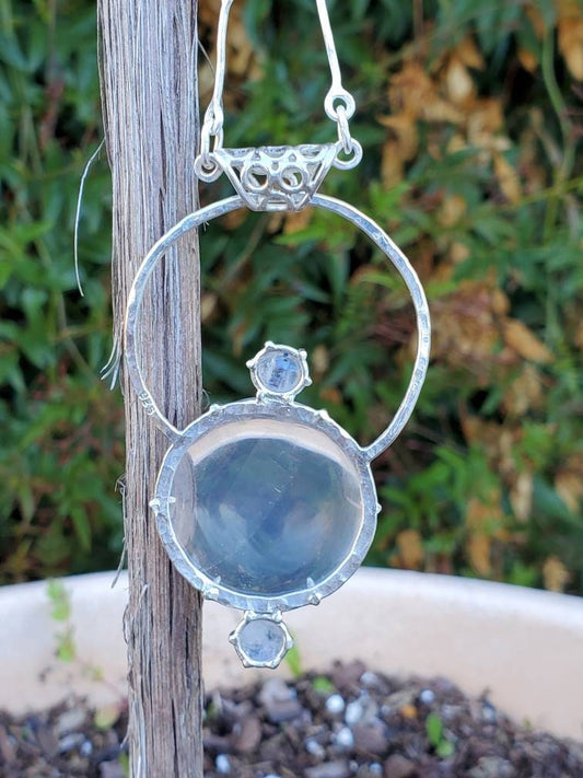 Moonstone and Quartz Halo Magnifier Pendant
