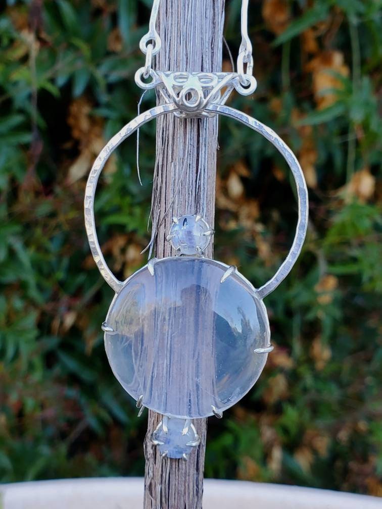 Moonstone and Quartz Halo Magnifier Pendant
