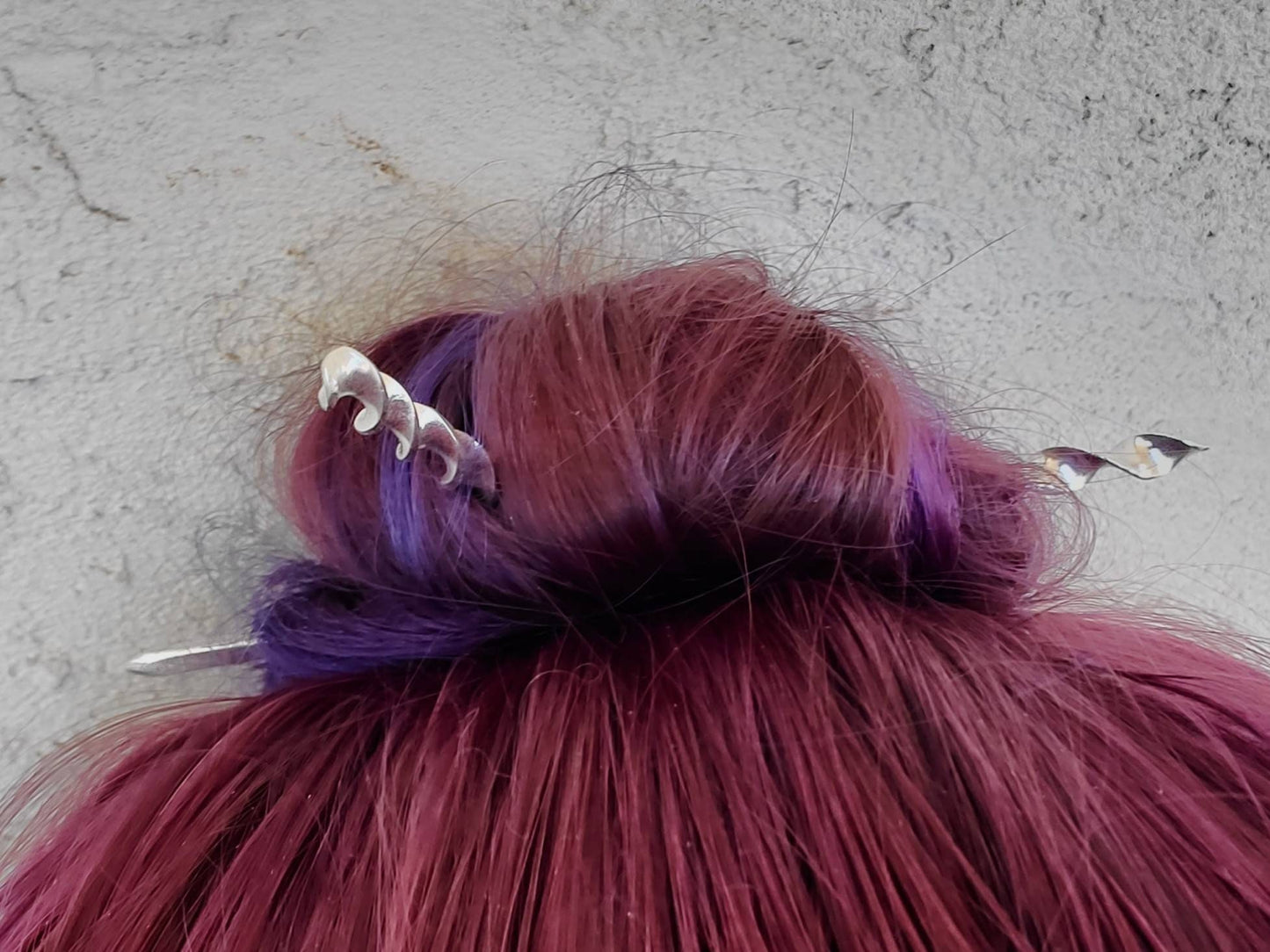 Hand Forged Twisted 925 Sterling Silver Hair Sticks