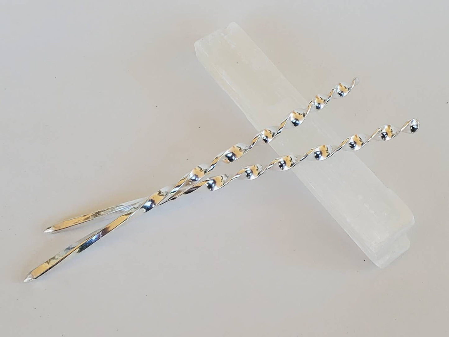 Hand Forged Twisted 925 Sterling Silver Hair Sticks